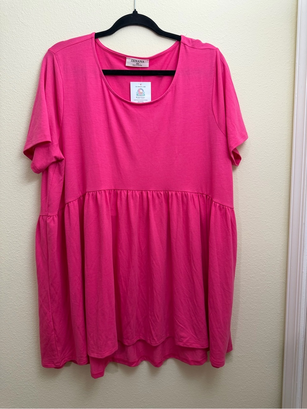 Zenana Outfitters Bright Pink Short Sleeve Babydoll dress